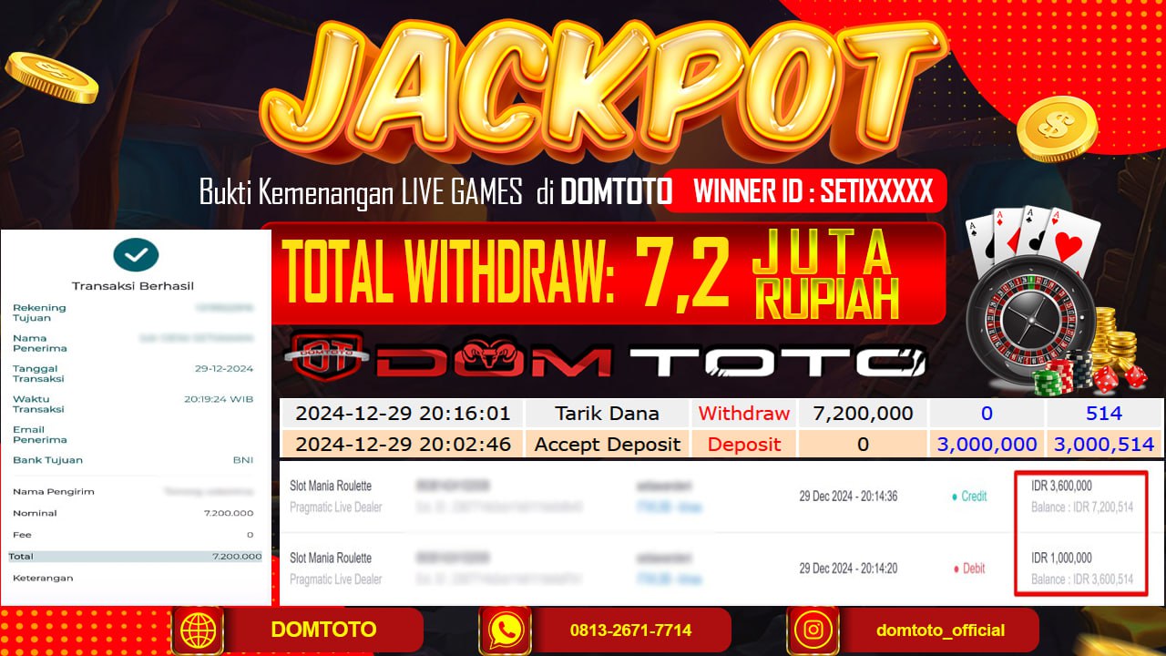 JACKPOT LIVE GAME SLOT MANIA ROULETTE 29 DESEMBER 2024